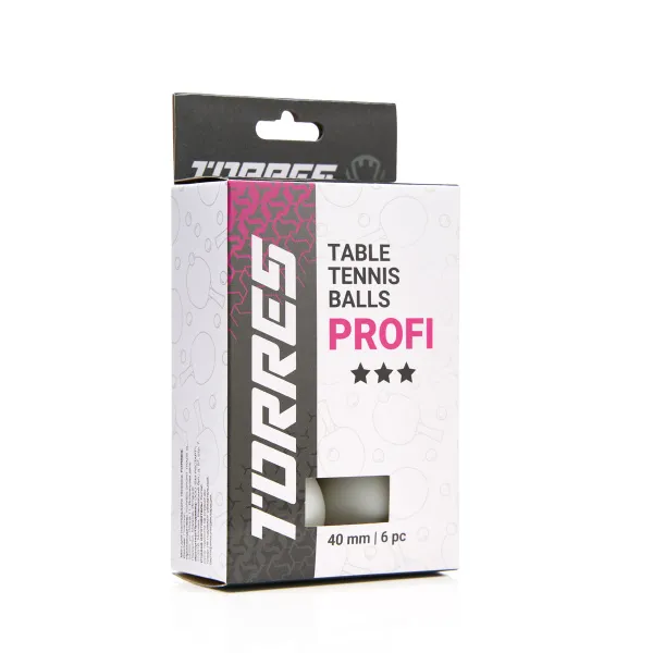 Мяч для наст. тенниса TORRES Profi 3*, TT23012, диам. 40+мм, упак. 6 шт, белый за 338.30 ₽ в Нижневартовске