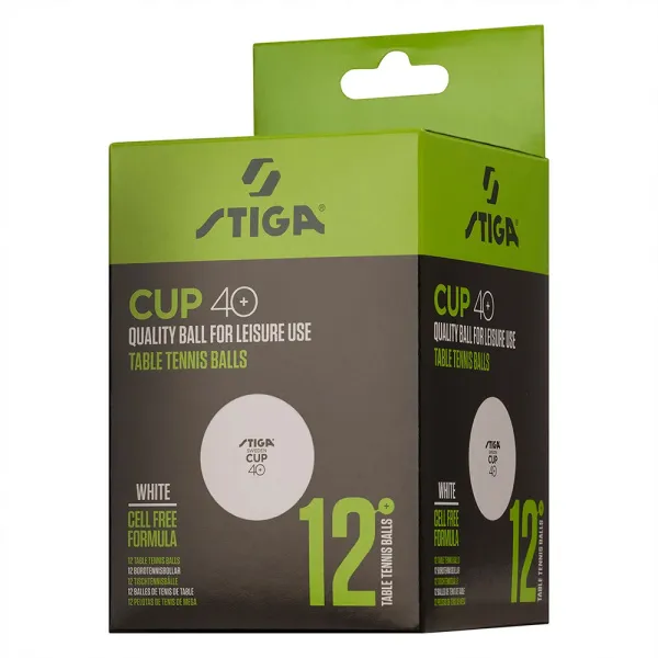 Мяч для наст. тенниса Stiga Cup ABS, 1110-2510-12, диам.40+мм, пластик, упак. 12 шт, белый за 1&nbsp;774.80 ₽ в Нижневартовске