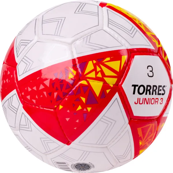 Мяч футб. TORRES Junior-3, F323803, р.3,глянц.ПУ, 4 сл, 32 п,руч.сш,бел-крас-жел за 2&nbsp;070.60 ₽ в Нижневартовске