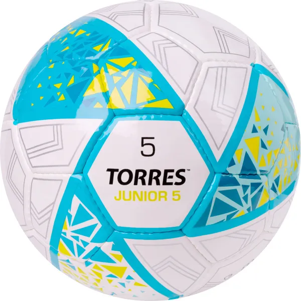 Мяч футб. TORRES Junior-5, F323805, р.5,глянц.ПУ,4 сл,32 п, руч.сш,бел-бирюзовый за 2&nbsp;070.60 ₽ в Нижневартовске