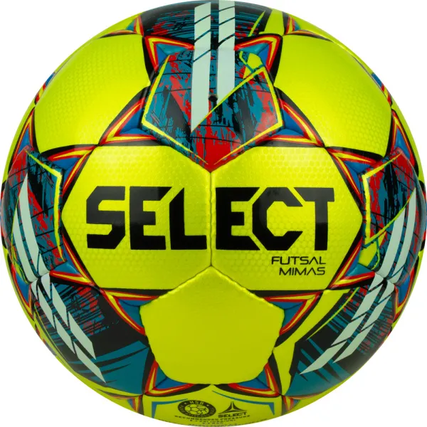 Мяч футзал. SELECT Futsal Mimas, 1053460550, р.4,FIFA Basic, 32 пан, гл.ПУ, руч.сш, жел-сине-красный за 6&nbsp;303.60 ₽ в Нижневартовске