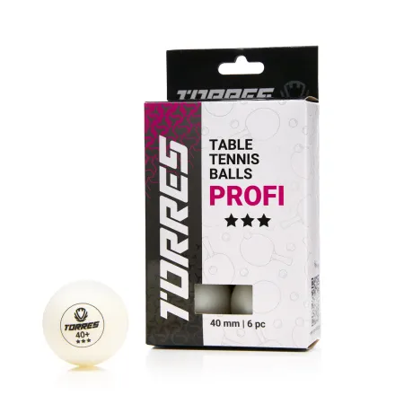 Мяч для наст. тенниса TORRES Profi 3*, TT23012, диам. 40+мм, упак. 6 шт, белый за 338.30 ₽ купить в Нижневартовске
