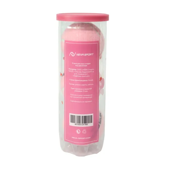 Мяч для падела NS Sakura, UAA2, уп.3 шт, сукно, нат.резина, розовый за 824.50 ₽ в Нижневартовске